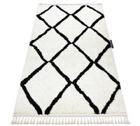 Tapis BERBER CROSS blanc Franges berbère marocain shaggy 180x270 cm