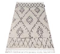 Tapis BERBER FEZ G0535 crème et marron Franges berbère marocain shaggy 80x150 cm