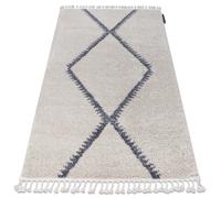 Tapis BERBER MEKNES B5910 crème et gris Franges berbère marocain shaggy 240x330 cm