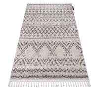 Tapis BERBER RABAT G0526 crème et marron Franges berbère marocain shaggy 140x190 cm