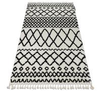 Tapis BERBER SAFI N9040 blanc et noir Franges berbère marocain shaggy 180x270 cm