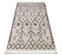 Tapis BERBER TANGER B5940 crème et marron Franges berbère marocain shaggy 120x170 cm