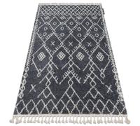 Tapis BERBER TANGER B5940 gris et blanc Franges berbère marocain shaggy 160x220 cm