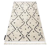 Tapis BERBER TETUAN B751 zigzag crème Franges berbère marocain shaggy 120x170 cm