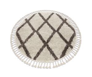 Tapis BERBER TROIK cercle crème Franges berbère marocain shaggy cercle 160 cm