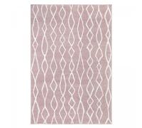 Tapis berbère 60x110 tissé motif ethnic BALANIO rose et blanc
