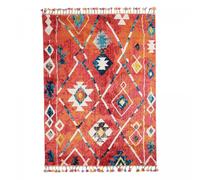 Tapis berbère 60x110 tissé motifs tribaux LYN5 OURIKA B bleu et jaune