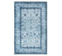 Tapis Berbere Boho - TESSO LIVING - Vintage - Bleu Jean - 155x225 cm - Poils Courts Lavable - Antidérapant