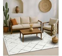 Tapis berbère en coton à motifs losanges écru naturel 80x180
