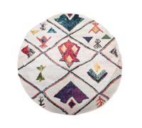 Tapis berbère rond Ø160cm tissé motifs tribaux LYN5 OURIKA C blanc