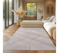 Tapis bohème avec design géométrique, couleur unie crème, 120 x 170 cm, tapis décoratif, lavable, avec effet 3D pour salon et chambre à coucher