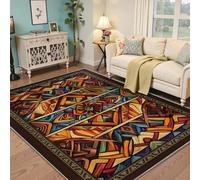 Tapis Bohèmes du Sud-Ouest Tribal Geometric Diamonds Machine à Tapis Lavable Tapis Doux Ultra Fin à Poil Bas pour Chambre Salle à Manger Salon Pliable 150x210cm