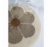 Tapis bohemian daisy rond taupe