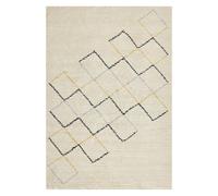 Tapis Boho avec Design Géométrique Fait Main 140 x 200 cm en Coton Beige Tezpur
