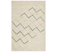 Tapis Boho avec Design Géométrique Fait Main 160 x 230 cm en Coton Beige Tezpur