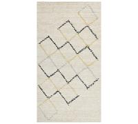 Tapis Boho avec Design Géométrique Fait Main 80 x 150 cm en Coton Beige Tezpur