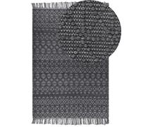 Tapis Boho Motif Géométrique et Frange 160 x 230 cm en Laine Noir Alucra