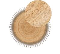Tapis rond en jute d 140 cm beige et gris MARTS