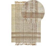 Tapis Boho Tissé à la Main avec Glands 140 x 200 cm en Jute Beige Ortaoba