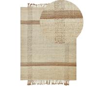 Tapis Boho Tissé à la Main avec Glands 140 x 200 cm en Jute Beige Yelmez