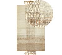 Tapis Boho Tissé à la Main avec Glands 80 x 150 cm en Jute Beige Hamzalar