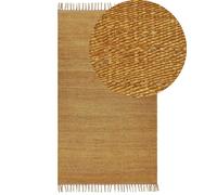 Tapis Boho Tissé Main avec Glands 80 x 150 cm en Jute Jaune Moutarde Lunia