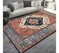 Tapis Boho Turc Fleur Motif Petit Tapis Salon Moderne Chambre Carré Moquette Lavable Antidérapant Décoration, Tapis d'Entree Couloir Porte, Tapis de Chaise Rouge C, 120 x 160