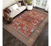 Tapis Boho Turc Fleurs Motif Petit Tapis Salon Moderne Chambre Carre Moquettes Lavable Antidérapant Décoration Tapis, Cuisine l'entrée Couloir Porte Tapis, Tapis de Chaise (rouge A,60 x 90)