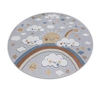 Tapis BONO 8437 cercle Des nuages ciel gris clair / crème cercle 160 cm