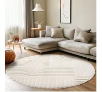 Tapis - CARPETTEX - Rond - 160 cm - Crème - Style scandinave 3D