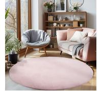 Carpettex Tapis Moelleux Moderne à Poil Court, uni, avec Une Face inférieure Lavable et Doux, Couleur: Rose, Taille: 160 cm Rond