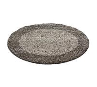 Tapis - CARPETTEX - Shaggy - Rond - Taupe - 120 cm - Motifs variés