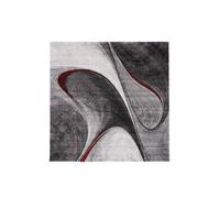 Tapis carré 100x100 rouge et gris motif géométrique pour salon et chambre