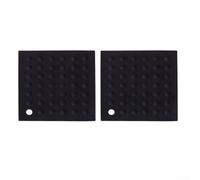 Tapis carré en silicone résistant à la chaleur 18 x 18 cm Dessous de plat antidérapant et manique pour cuisine, table à manger, comptoir, casserole chaude, protection multi-usages (noir)