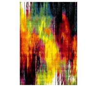 tapis chambre 100x100 tissé multicolore carré motif géométrique LYN8 BELO 1