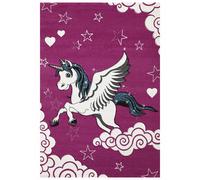 tapis chambre 120x170 tissé fuchsia rectangle motif enfant LICORNE