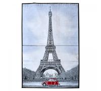 tapis chambre 140x200 tissé gris et rouge rectangle motif fresque PARIS