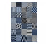 tapis chambre 60x110 tissé bleu rectangle motif géométrique LYN1 GEOTREM