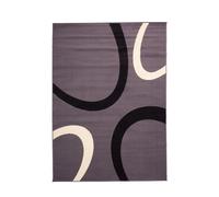 tapis chambre 60x110 tissé gris rectangle motif rond LYN1 TEMPO