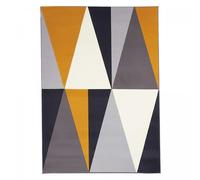 tapis chambre 60x110 tissé jaune et gris rectangle motif géométrique LYN49 BIGTRI