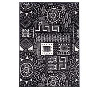 tapis chambre 60x110 tissé noir rectangle motif ethnique LYN1 MOTIF