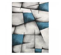 tapis chambre 60x110 tissé turquoise rectangle motif géométrique LYN8 ULTIMA