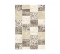 tapis chambre 80x150 tissé marron et beige rectangle motif géométrique LYN7 SILICA