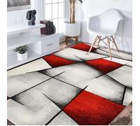 tapis chambre 80x150 tissé rouge rectangle motif géométrique BRI 10