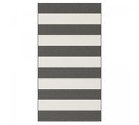 tapis chambre 80x200 tissé noir et crème rectangle motif faux uni NOKA