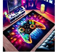 Tapis Chambre Ado 80x160cm Gamer 3D Tapis Sol Gaming Deco Enfant Antidérapant Ciel étoilé Coloré Graffiti Console De Jeu Bleu