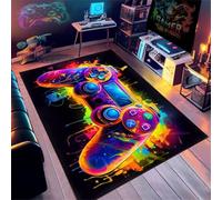 Tapis Chambre Ado Gamer 3D, Tapis Sol Gaming Deco Chambre Garcon Enfant,Tapis De Salon Moderne Antidérapant, Tapis Gaming Néon Graffiti Manette De Jeu, Flanelle Doux Carpets (Graffiti,160x200cm)