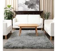 Tapis Chambre Adulte 60 x 260 cm, Soft à Poils Longs Moelleux, Antidérapant, Intérieur Moderne Décoration, pour Salon Soft Fluffy Area Rugs Tapis, Gris argenté