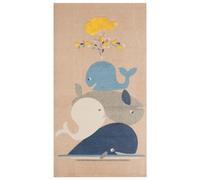 Tapis Chambre d'Enfant Motif Baleines 80 x 150 cm en Coton Beige Seai