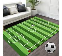 Tapis Chambre Enfant, 80x120 CM Tapis De Football Chambre, Tapiss pour Enfants, The Carpet, Tapiss Terrain De Foot, Football Tapis Salon Bain Lavable Anti Derapant (Vert)